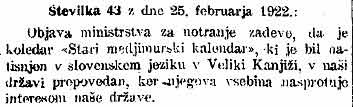 stari medmurski koledar v slovenskem jeziku