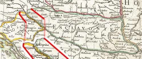 Boundary between Slavonia (Slovenia) and Croatia 1770 running on Sava River; Meja med Slavonijo (Slovenijo) in Hrvaško 1770 teče po reki Savi