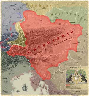 karantanija 597, slovenci, okupacija obrov, krščanska enklava, bavarska, langobardi, bizantisnko cesarstvo