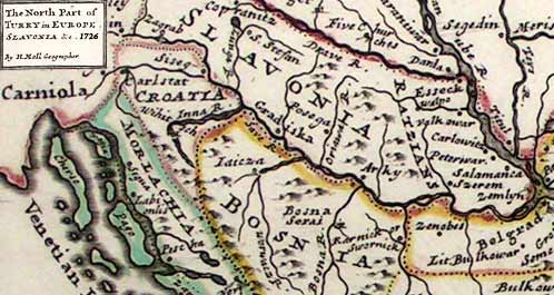 Morlachia, Croatia, Slavonia in 1726; Morlaška, Hrvaška, Slavonija leta 1726
