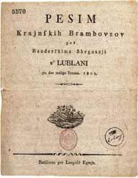 Lublana, Pesem Krainskih Brambovcev, 1809