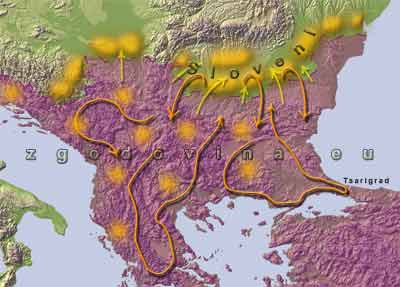 vpadi slovenov na bizantinsko (rimsko) ozemlje, hrvati, srbi, selitev 6. stoletje